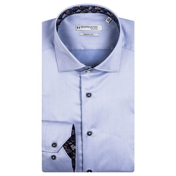 Giordano Superfine Twill Long Sleeve Shirt With Trim