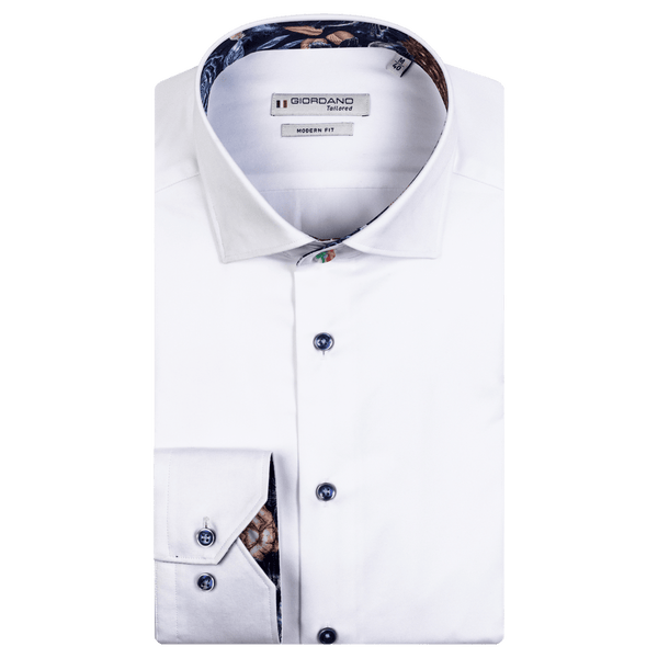 Giordano Superfine Twill Long Sleeve Shirt With Trim for Men