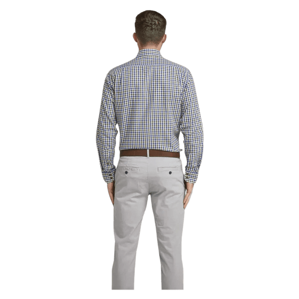 Double Two Brushed Cotton Check Long Sleeve Shirt for Men