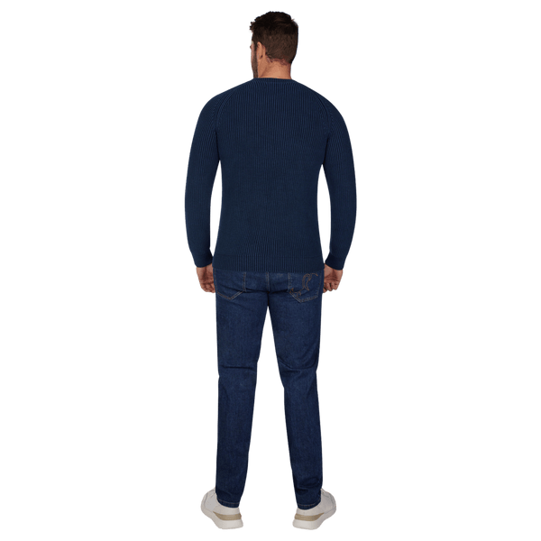 Raging Bull Acid Wash Ribbed Raglan Crew Neck Jumper