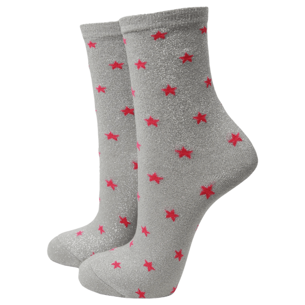 Miss Shorthair Star Print Glitter Socks for Women