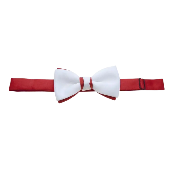 Coes Two Tone Bow Tie in White and Red