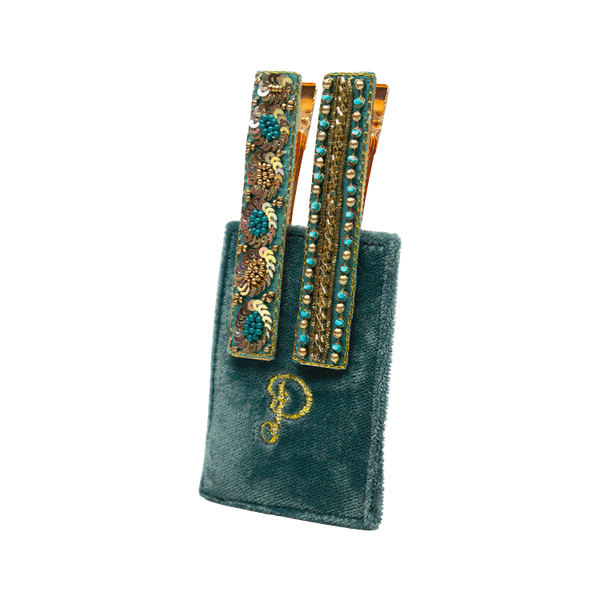 Powder Narrow Jewelled Hair Bar Slide