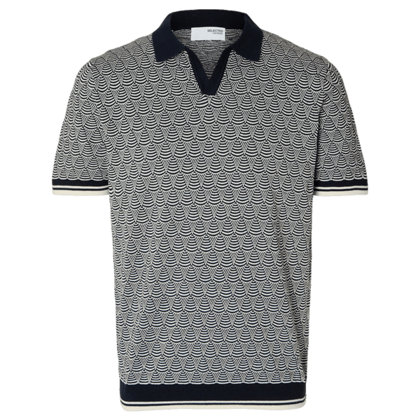 Selected Wifi Short Sleeve Knitted Open Polo Shirt for Men