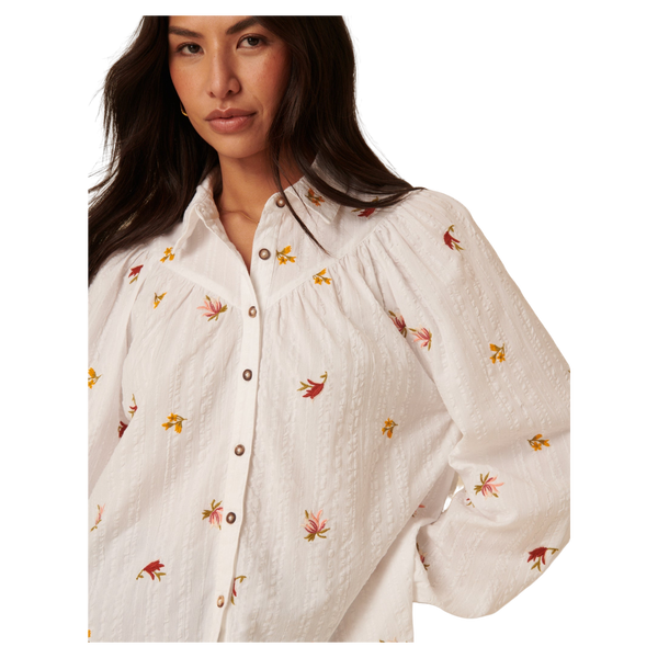 Nobody's Child Aster Embroidered Balloon Sleeve Blouse