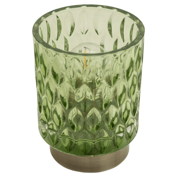Candlelight 15cm Footed Embossed Glass Led Table Lamp