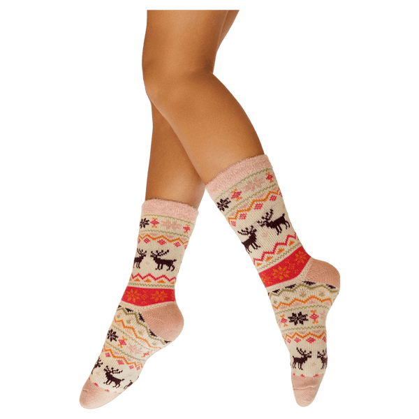 Powder Fairisle Reindeer Cosy Socks
