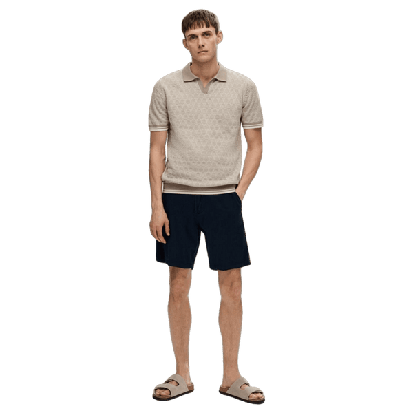 Selected Wifi Short Sleeve Knitted Open Polo Shirt