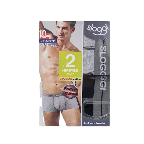 Sloggi Mens Start Hipster Trunk Set in Black/Grey