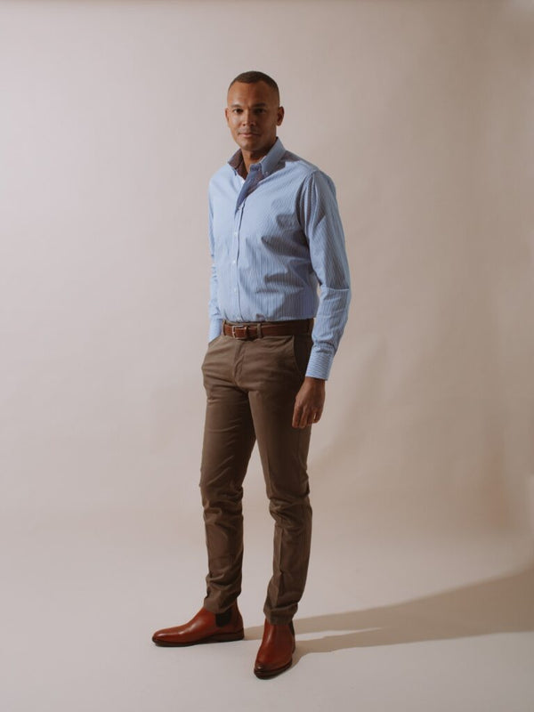 William David Southwold Button Down Striped Shirt