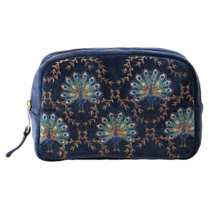 Elizabeth Scarlett Velvet Makeup Bag - Botanical Peacock