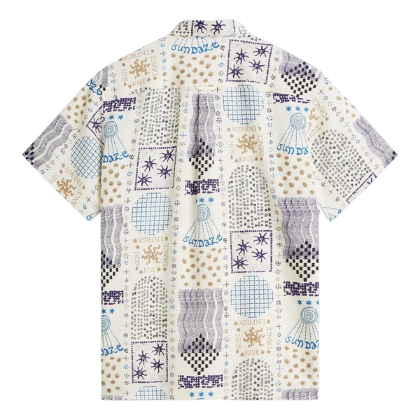 Scotch & Soda Printed Linen Blend Regular Fit Short Sleeve Shirt - Flyer Eggnog