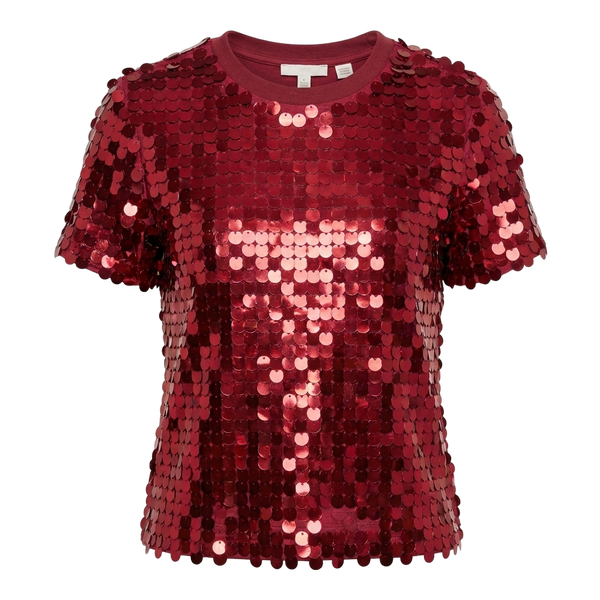 Never Fully Dressed Burgundy Sequin T-shirt