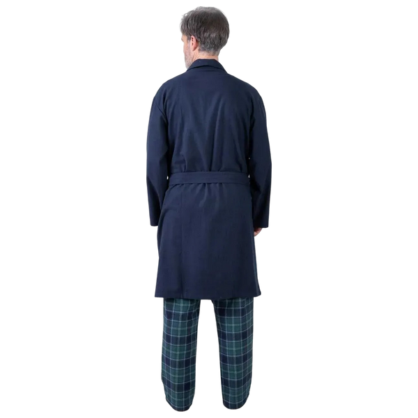 Guasch Plain Flannel Dressing Gown - Navy
