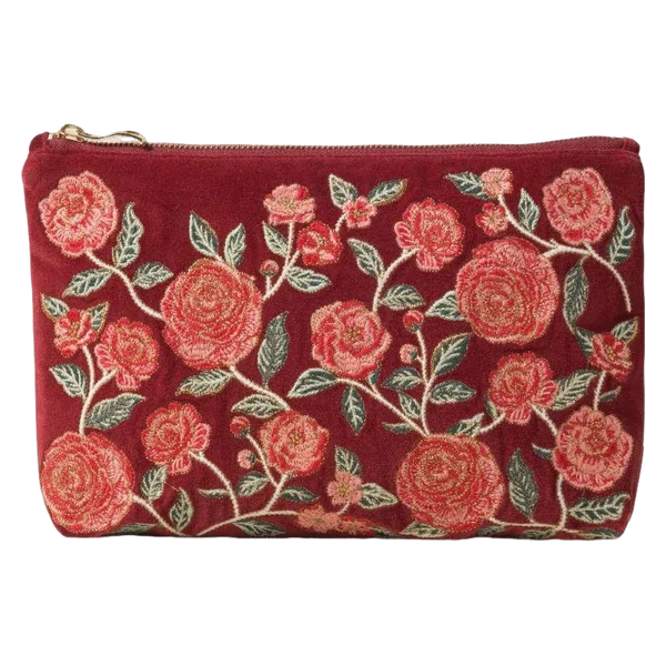 Elizabeth Scarlett Velvet Everyday Pouch - Camellia Romance