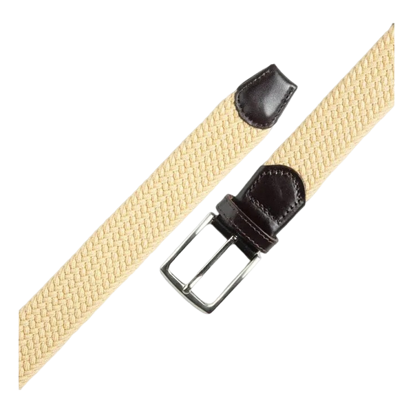 Oxford Leathercraft Woven Belt for Men - Beige