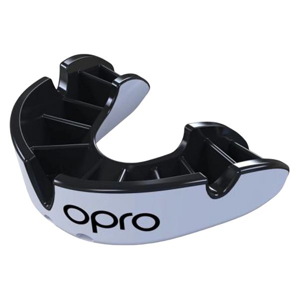 Opro Silver Mouth Guard for Adults and Juniors in White & Black