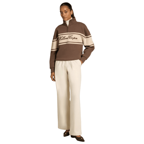 Holland Cooper Relaxed Signature Quarter Zip Sweat - Chestnut