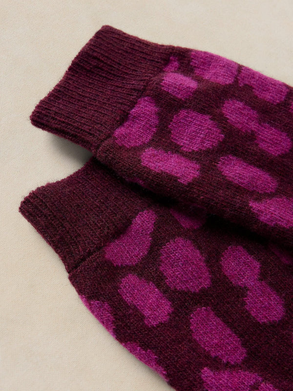 White Stuff Animal Print Cosy Sock - Purple Mlt