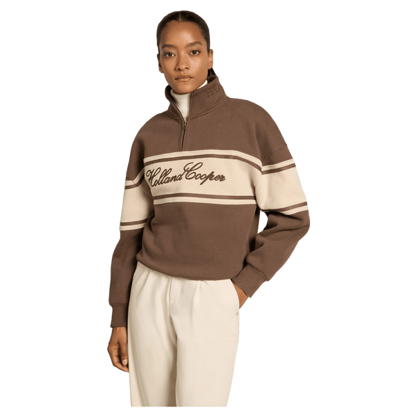 Holland Cooper Relaxed Signature Quarter Zip Sweat - Chestnut