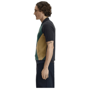 Fred Perry Off Set Argyle Knitted Shirt - Black