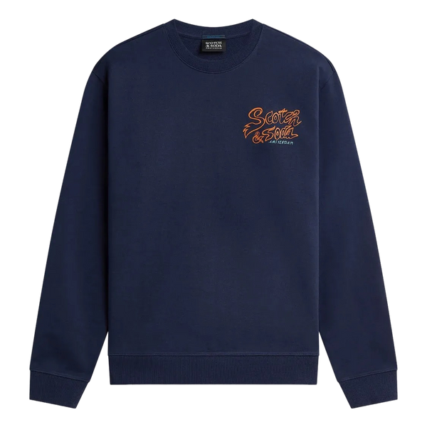 Scotch & Soda Left Chest Artwork Regular Fit Sweatshirt - Peacoat