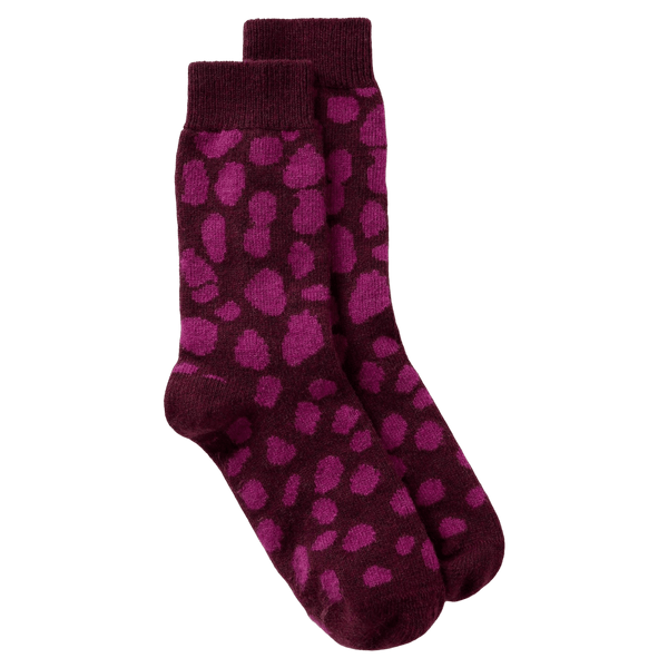White Stuff Animal Print Cosy Sock - Purple Mlt
