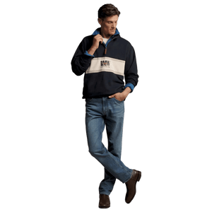 R. M. Williams Classic Quarter Zip Sweatshirt - Navy/Sand