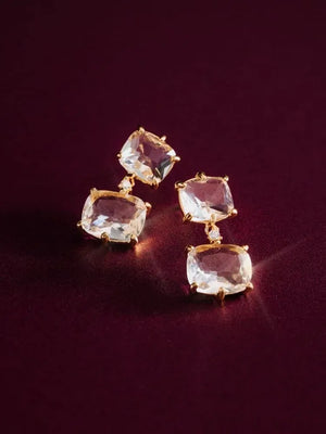 Orelia Jewellery Crystal Double Drop Earrings - 18K Gold Plated
