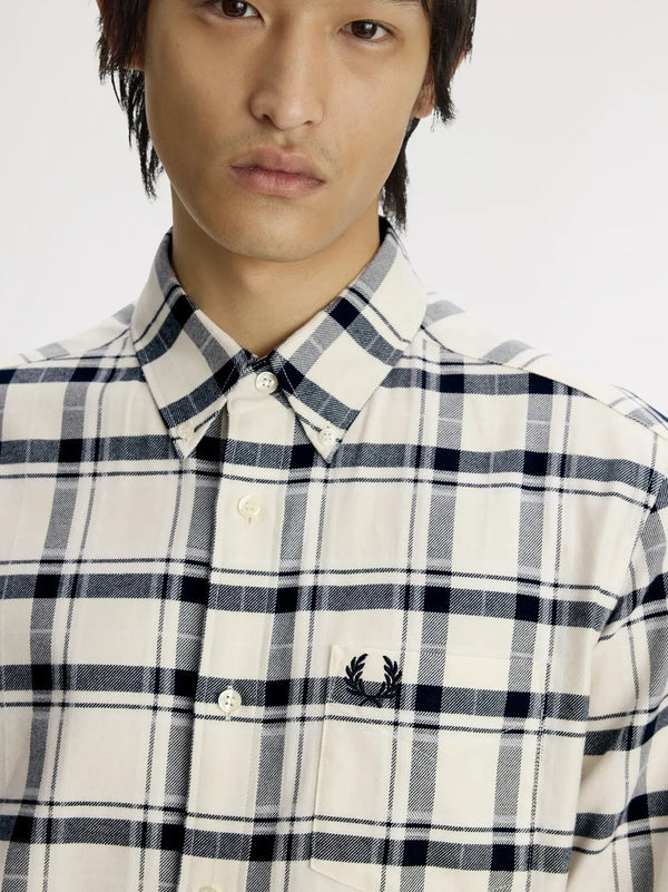 Fred Perry Brushed Tartan Shirt - Ecru