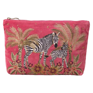 Elizabeth Scarlett Velvet Everyday Pouch - Botanical Zebra