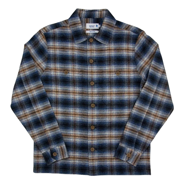 Double Two Long Sleeve Overshirt - Marl Blue