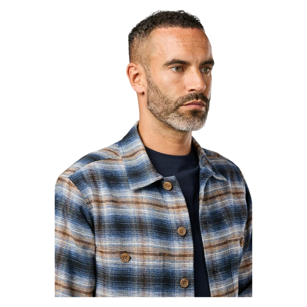 Double Two Long Sleeve Overshirt - Marl Blue