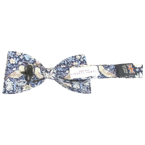 Van Buck Cotton Bow Tie Made with Liberty Fabric - Strawberry Thief Blue