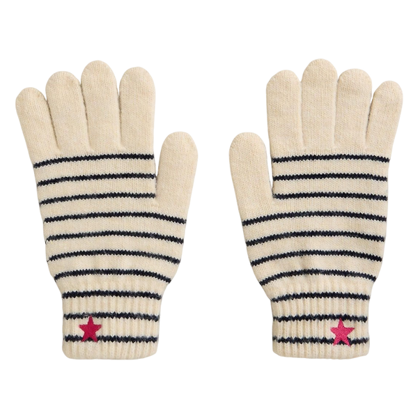 White Stuff Stripe Gloves - Ivory Mlt