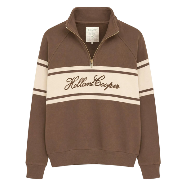 Holland Cooper Relaxed Signature Quarter Zip Sweat - Chestnut