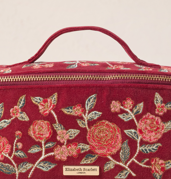 Elizabeth Scarlett Velvet Open Flat Makeup Bag
