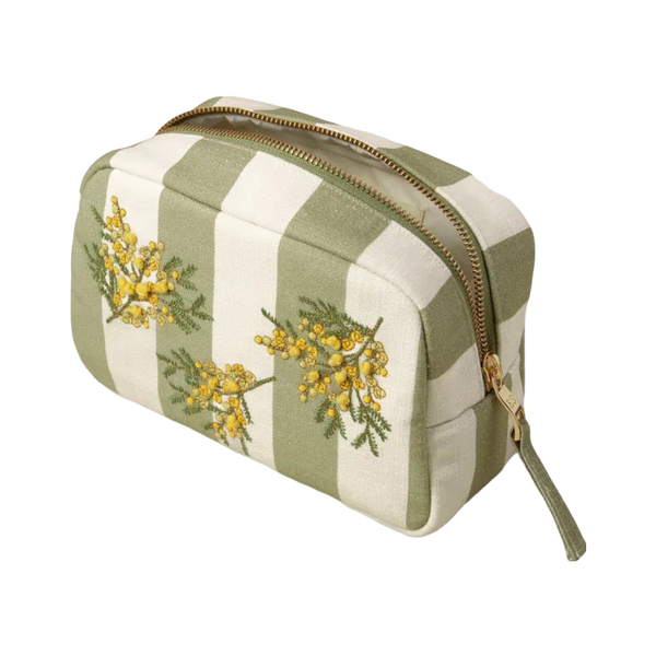 Elizabeth Scarlett Mimosa Stripe Cotton Makeup Bag