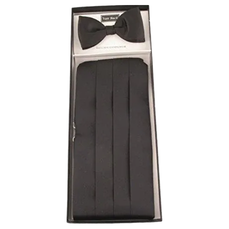 Van Buck Silk Cummerbund And Bow Tie Set - Black
