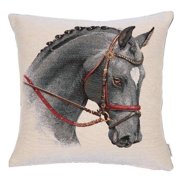 Hines Of Oxford Feather Filled Cushion - Silver Horse