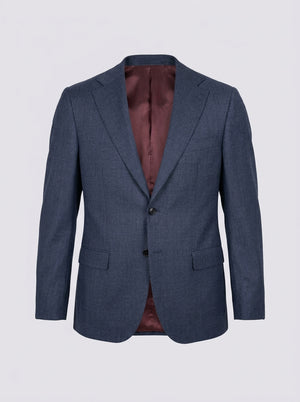 William David Premium Wool Prince Of Wales Check Suit - Navy