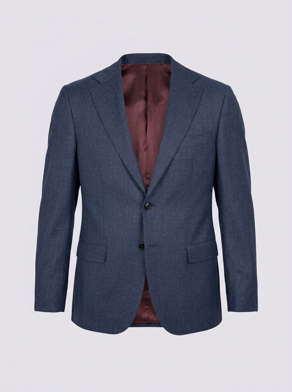 William David Premium Wool Prince Of Wales Check Suit - Navy