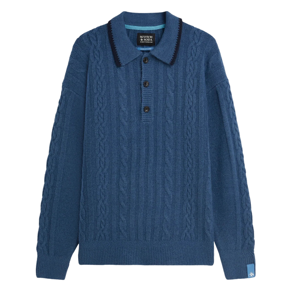 Scotch & Soda Soft Knit Cable Polo