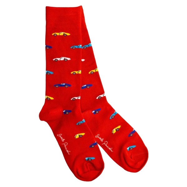 Swole Panda Bamboo Socks - Red Classic Cars
