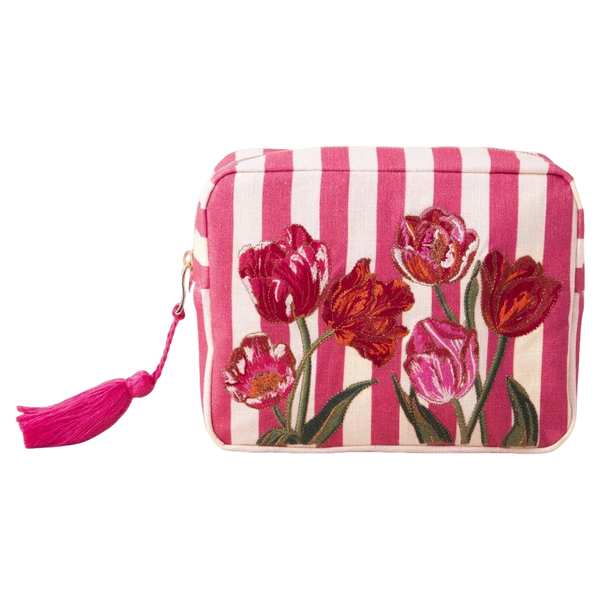 Elizabeth Scarlett Tulip Stripe Cotton Wash Bag