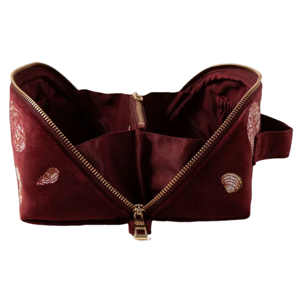 Elizabeth Scarlett Ocean Treasures Velvet Open Flat Makeup Bag