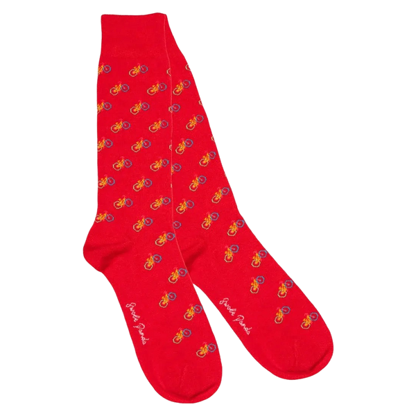 Swole Panda Bamboo Socks - Red Bicycles
