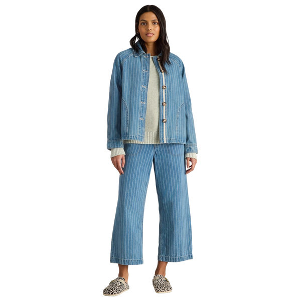 White Stuff Tia Stripe Denim Shacket - Denim Mlt