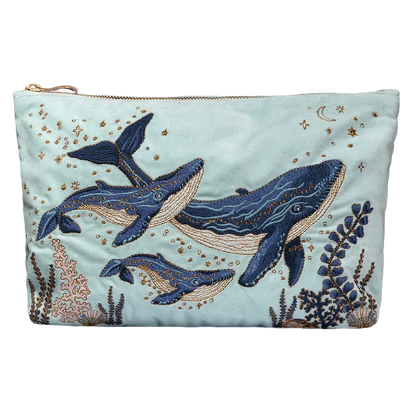 Elizabeth Scarlett Mystical Whale Velvet Everyday Pouch