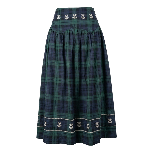 Tiny Big Sister Embroidered Check Skirt